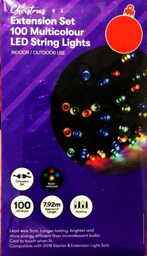 Christmas Extension Set 100 LED String Lights - Multi-Coloured - TheITmart