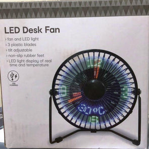 Portable LED Desk Fan /Displays Time & Temperature