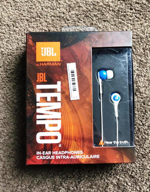 JBL Tempo In-the-ear Blue & White J01U Headphone - TEMPOJ01BW