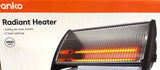 Anko 1800W Black Radiant Heater/ 2 Heat Settings/ Safety Tip-Over Switch - TheITmart