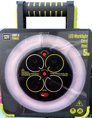 XT PRO Light & Power 2400W LED Worklight 5M 4 Outlets Extension Cord Reel