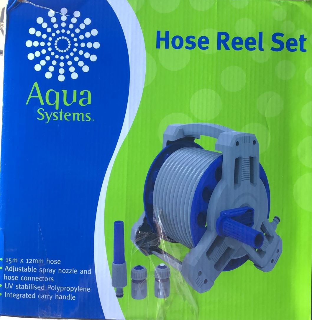 Aqua Systems Hose Reel Set Ts8017- 15m x 12mm / Integrated Carry Handle