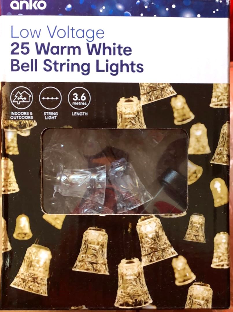 Anko 25 Bell String Lights 3.6m Length Assorted/ Indoor or Outdoor - TheITmart