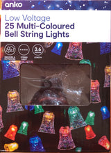 Anko 25 Bell String Lights 3.6m Length Assorted/ Indoor or Outdoor - TheITmart
