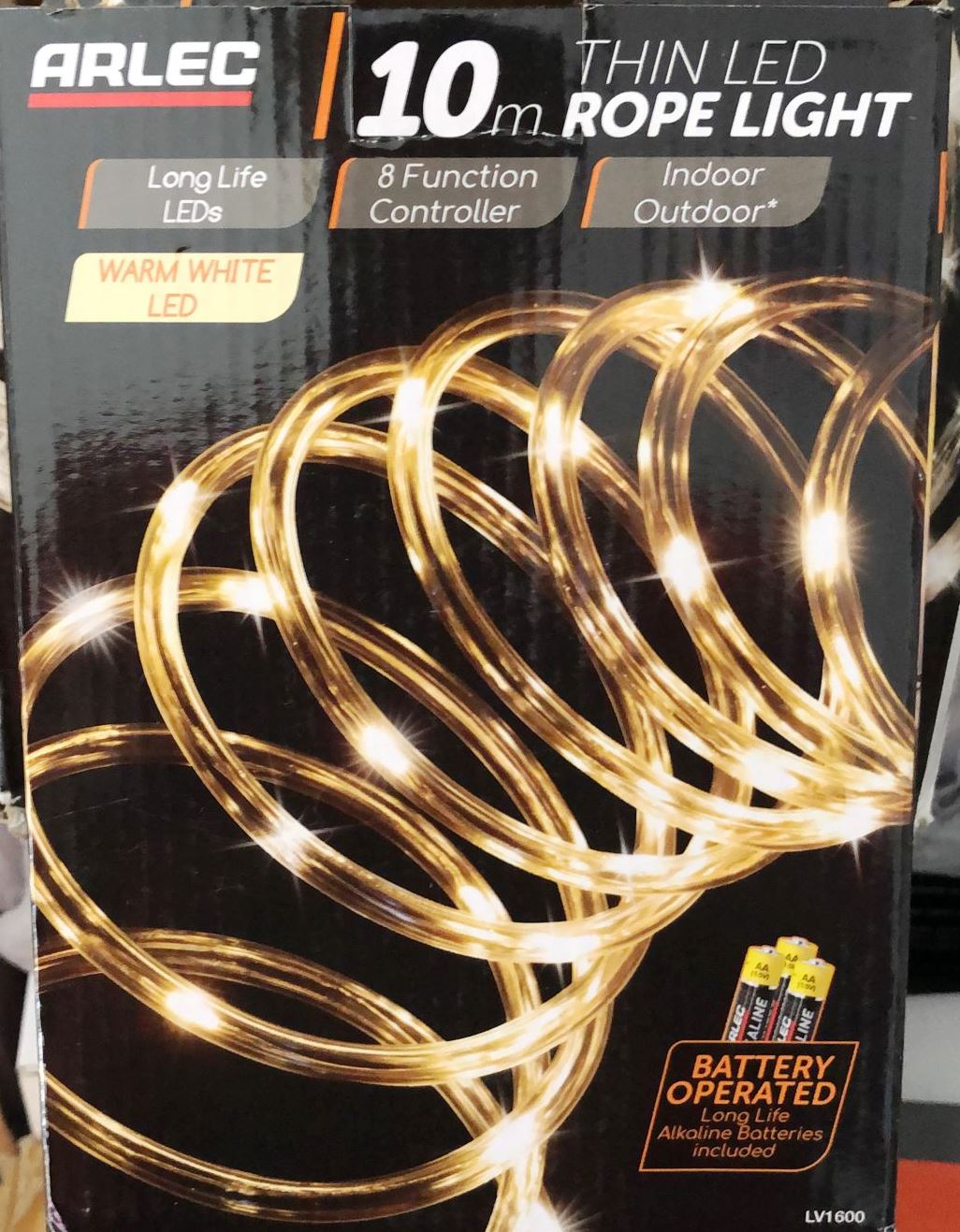 Arlec 10m Warm White Thin LED Rope Light-100 LED Bulbs - TheITmart