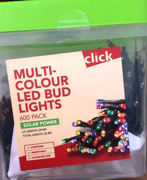Click Festive 29.9m 600 LED Multi-Colour Solar Fairy Lights