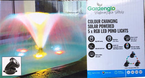 Gardenglo 5 Head RGB Colour Changing Solar Pond Light