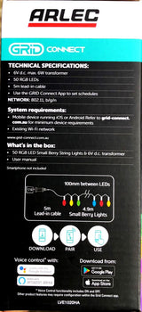 Arlec Grid Connect Low Voltage Smart 50 RGB LED Small Berry String Lights/Sound Sync