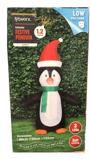 Lytworx 1.2m Low Voltage Festive Inflatable Penguin