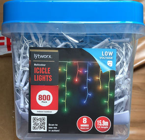 Lytworx 800 LED Low Voltage Icicle Lights/ Multi-Colour/15.9m Lit length