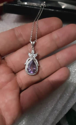 Natural Gemstone Purple Amethyst Heart Cut 925 Sterling Silver Woman Locket