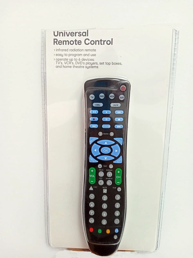 Black Universal Remote Control /Operates up to 6 Devices