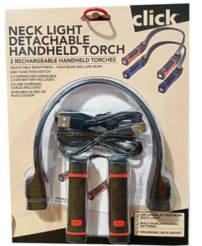 Click Rechargeable Neck Light Detachable Handheld Torch - Pack of 2