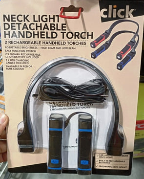 Click Rechargeable Neck Light Detachable Handheld Torch - Pack of 2
