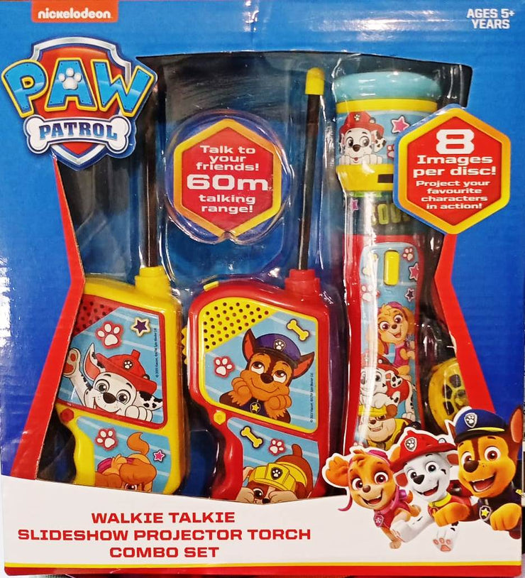 Paw Patrol Walkie Talkie Slideshow Projecter Torch Combo Set- Ages 5+ Years