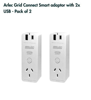 Arlec Grid Connect Smart Adaptor With Double 2.1A USB - 2 Pack