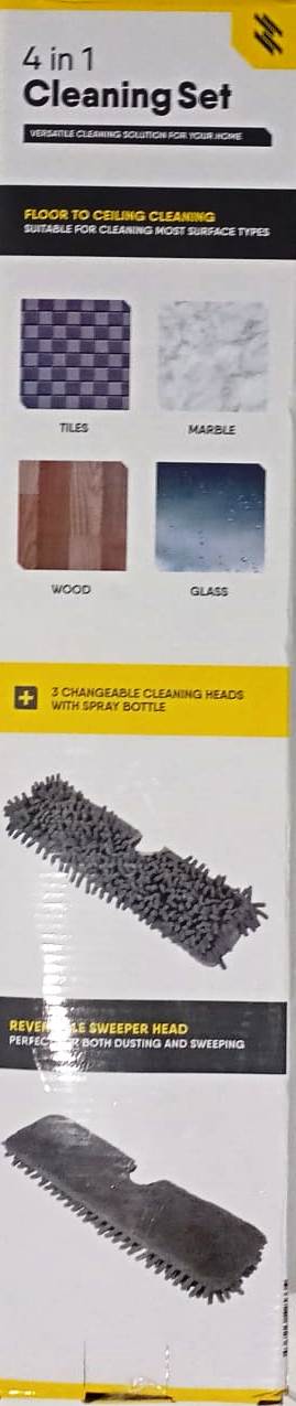 4 in 1 Cleaning Set with 3 Changeable Cleaning Heads & Spray Bottle