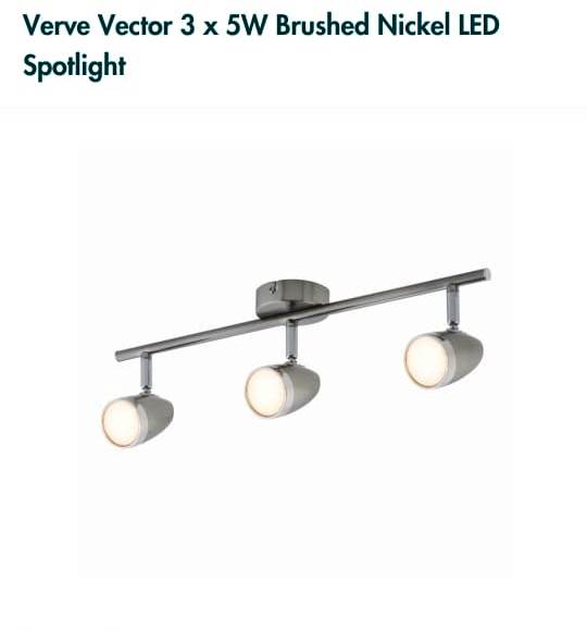 Verve Vector 3 x 5W Brushed Nickel LED Spotlight