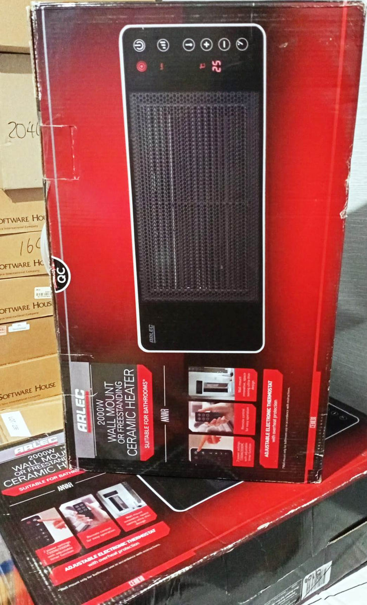 Arlec 2000W Wall Mount / Freestanding Ceramic Heater/2 Settings/Remote