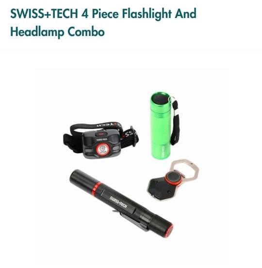 SWISS+TECH 4 Piece Flashlight And Headlamp Combo