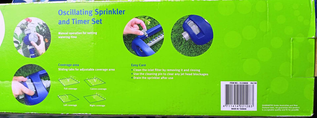 Aqua System Oscillating Sprinkler and Timer Set YM17113 - Blue - TheITmart