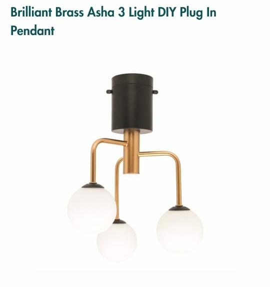 Brilliant Brass Asha 3 Light DIY Plug in Pendant - 20655/12