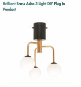 Brilliant Brass Asha 3 Light DIY Plug in Pendant - 20655/12