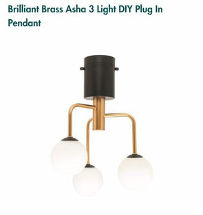 Brilliant Brass Asha 3 Light DIY Plug in Pendant - 20655/12