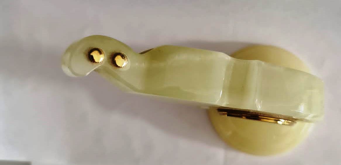 Marble Onyx Hand Carved Guitar Decoration Piece with Clock / 100% Natural Stone