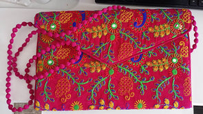 Hand Made Craft Colourful Traditional Ladies Purse / Pink