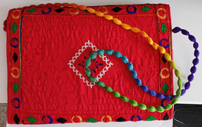 Hand Made Craft Colourful Traditional Ladies Purse / Red