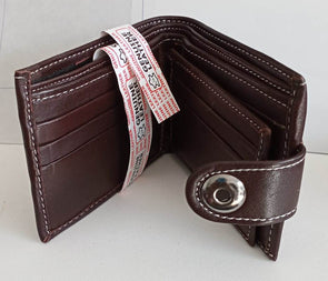 Mens Genuine Leather Wallet/Coin Purse Wallet with Multiple Card Slots - Dark Brown