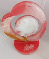 Marble Onyx Hand Carved Heart Decoration Piece with Clock / 100% Natural Stone