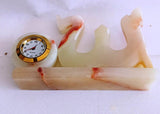 Marble Onyx Hand Carved Allah Name Table Decoration Piece with Clock / Natural Stone