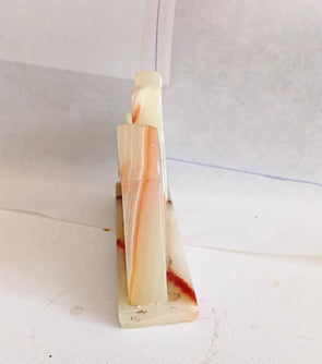 Marble Onyx Hand Carved Allah Name Table Decoration Piece with Clock / Natural Stone