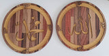 Allah & Muhammad Barkat Name Kalma Circular Wood Art Craft Wall Decoration 2 Piece