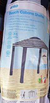 Anko Beach Cabana Shelter/ Easy Setup/ Size 1.9m H x 1.7m W x 1.7m D