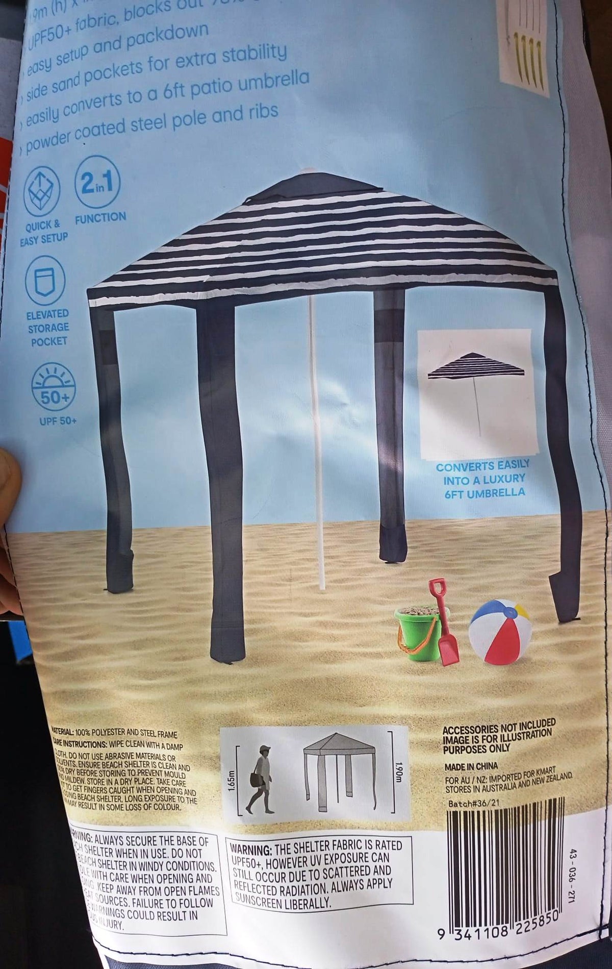 Anko Beach Cabana Shelter/ Easy Setup/ Size 1.9m H x 1.7m W x 1.7m D
