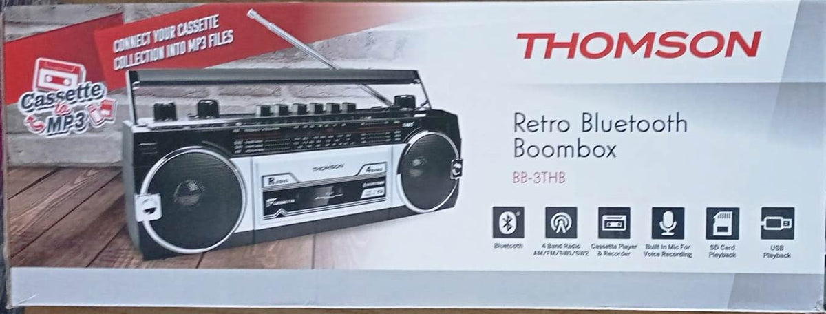 Thomson Retro Portable Bluetooth Radio with Cassette Player