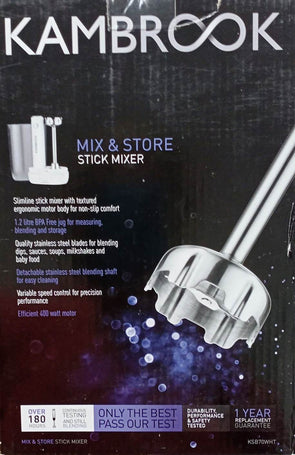 Kambrook KSB70WHT 1.2L Mix & Store Stick Mixer/400W Motor