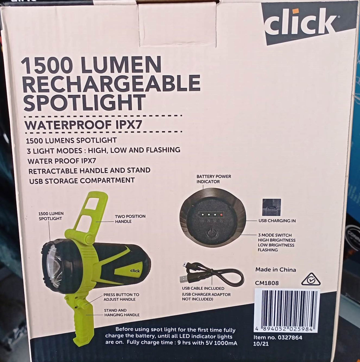 Click 1500 Lumen Rechargeable Spotlight -CM1808