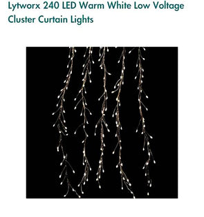 Lytworx 1.2m 240 LEDs Warm White Low Voltage Cluster Curtain Lights