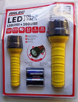 Arlec At0071 Waterproof Torch LED Rubber Combo with Batteries- 2 Pack - TheITmart