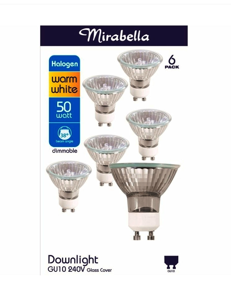 Mirabella Halogen GU10 Warm White Dimmable Downlight Globe - 6 Pack - TheITmart