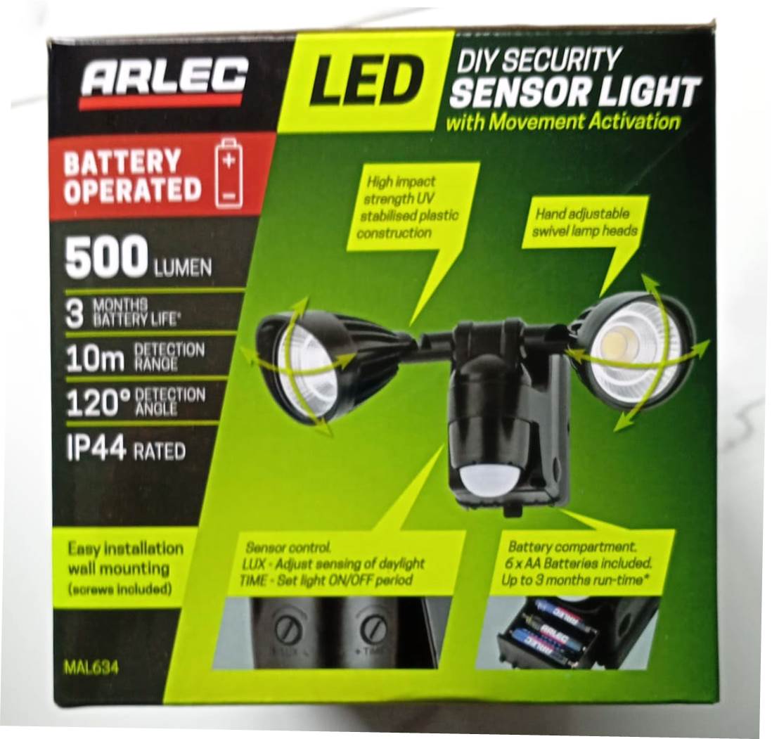 Arlec MAL634 6.5W LED Spotlight With 10m/120 Degree Sensor/500Lumen/Adj Timer