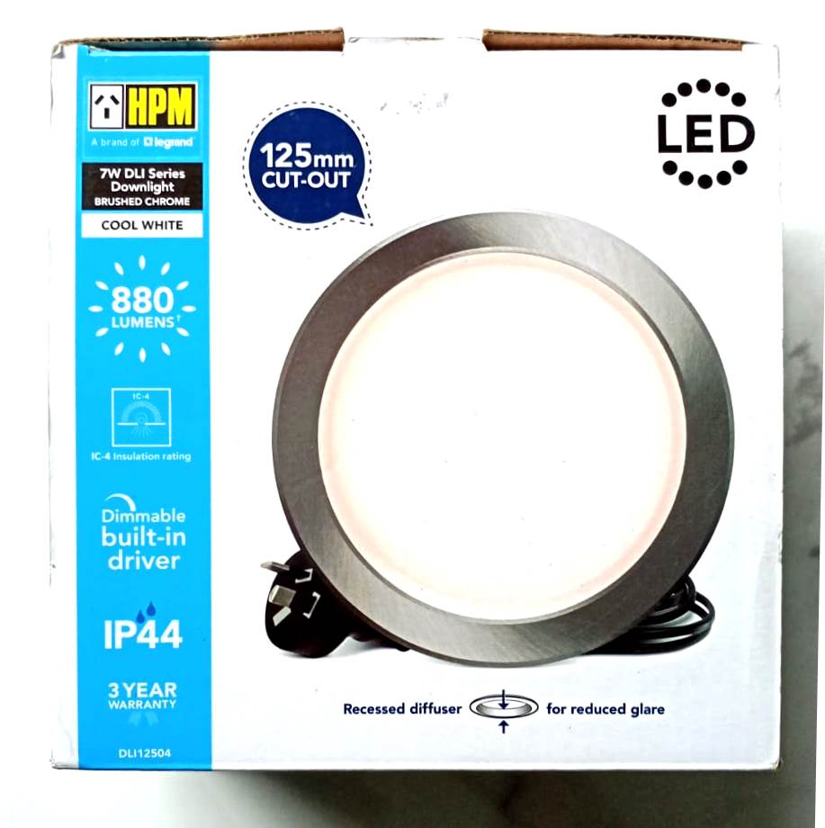 HPM DLI12504 7W DLI Cool White LED downlight with Brushed Chrome Finish - TheITmart