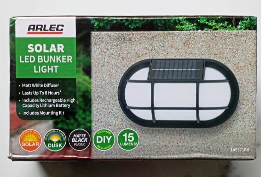 Arlec LED Black Solar Bunker Light - LVS671BK - TheITmart