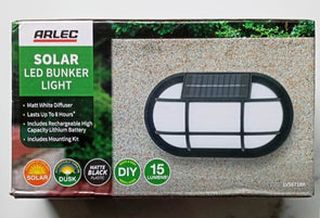 Arlec LED Black Solar Bunker Light - LVS671BK
