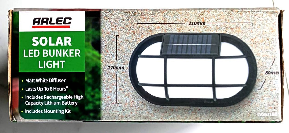 Arlec LED Black Solar Bunker Light - LVS671BK - TheITmart