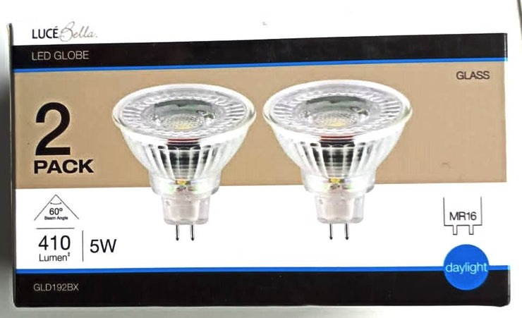 Luce Bella GLD192BX 5W 410Lumen 60° Daylight MR16 LED Globe -Twin Pack